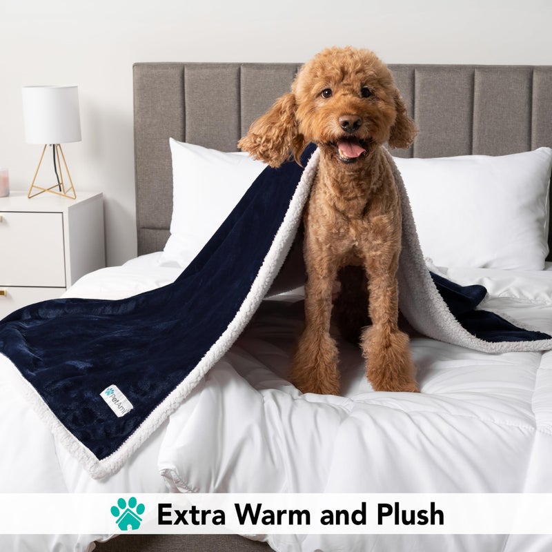 PetAmi Dog Blanket for Medium Large Dogs, Pet Bed Blanket Cat Puppy Kitten, Fleece Furniture Couch Cover Protector Sofa Car, Soft Sherpa Dog Throw Plush Reversible Washable, 40x60 Blue - Image 4